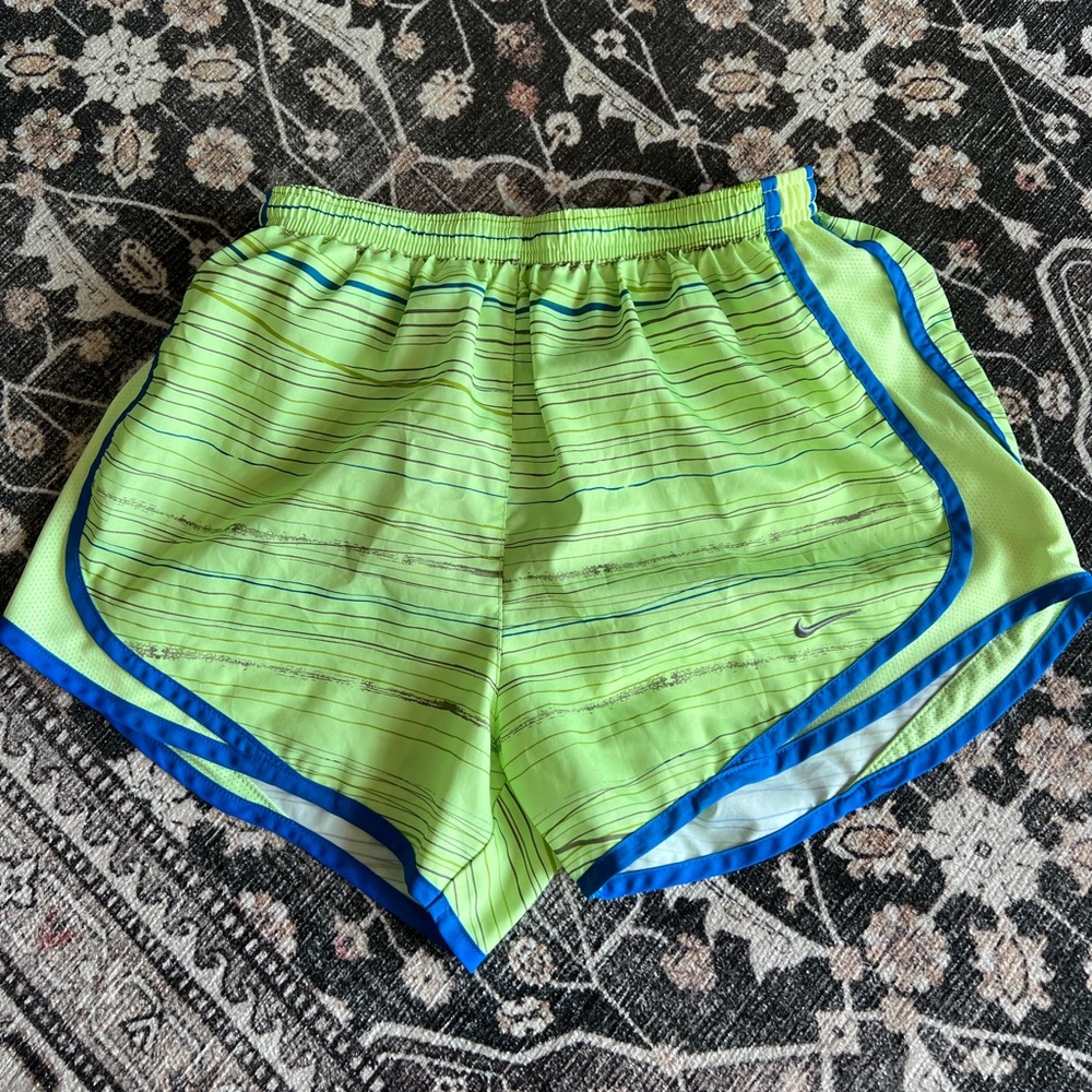 Green and blue Nike Dri-Fit shorts